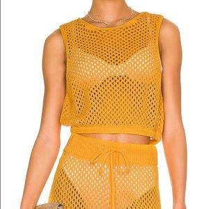 Crochet Ruched Crop Top in Tangerine WeWoreWhat